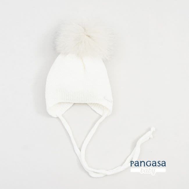 Gorro orejero pompón marfil - Imagen 1